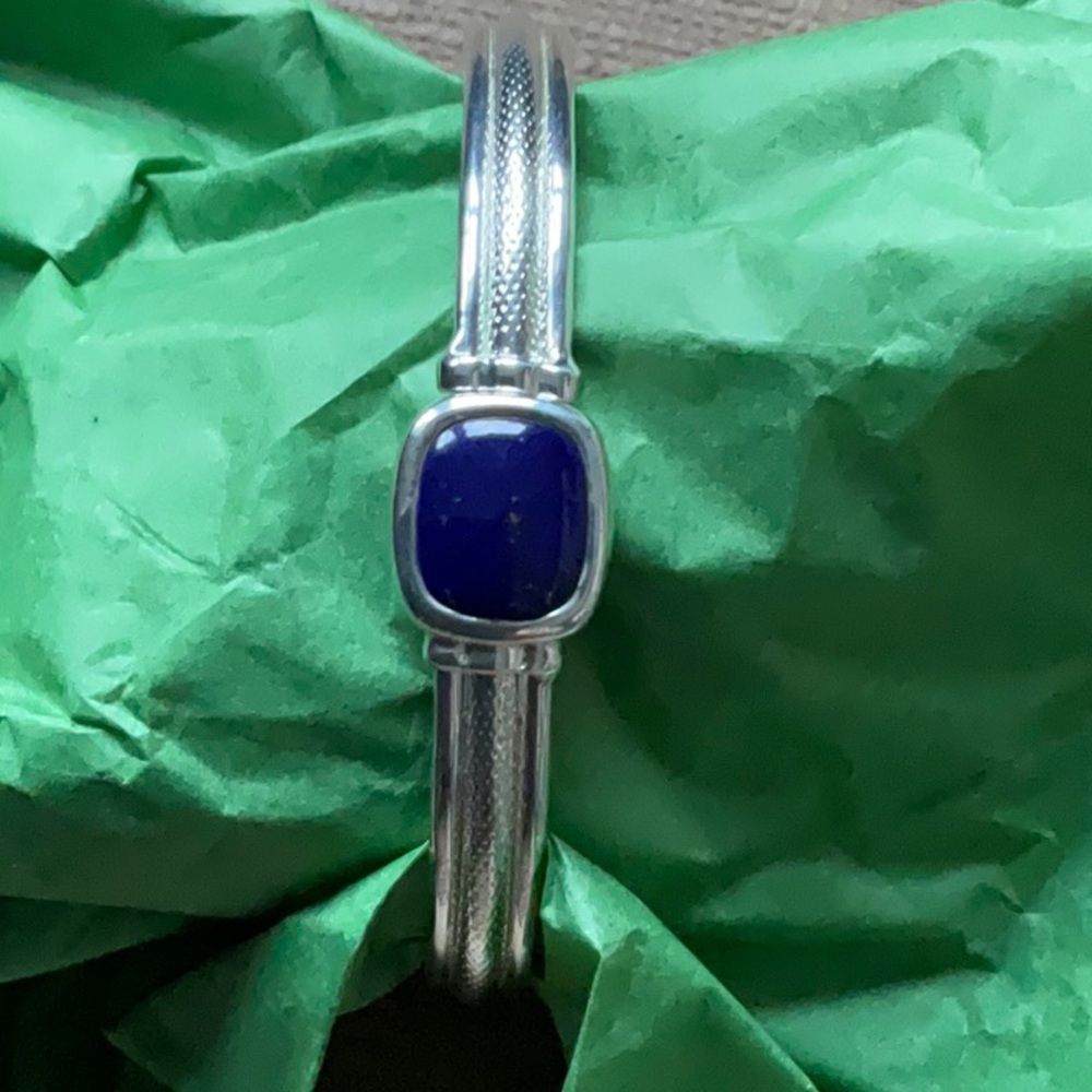Sterling Silver and Lapis oval bangle bracelet